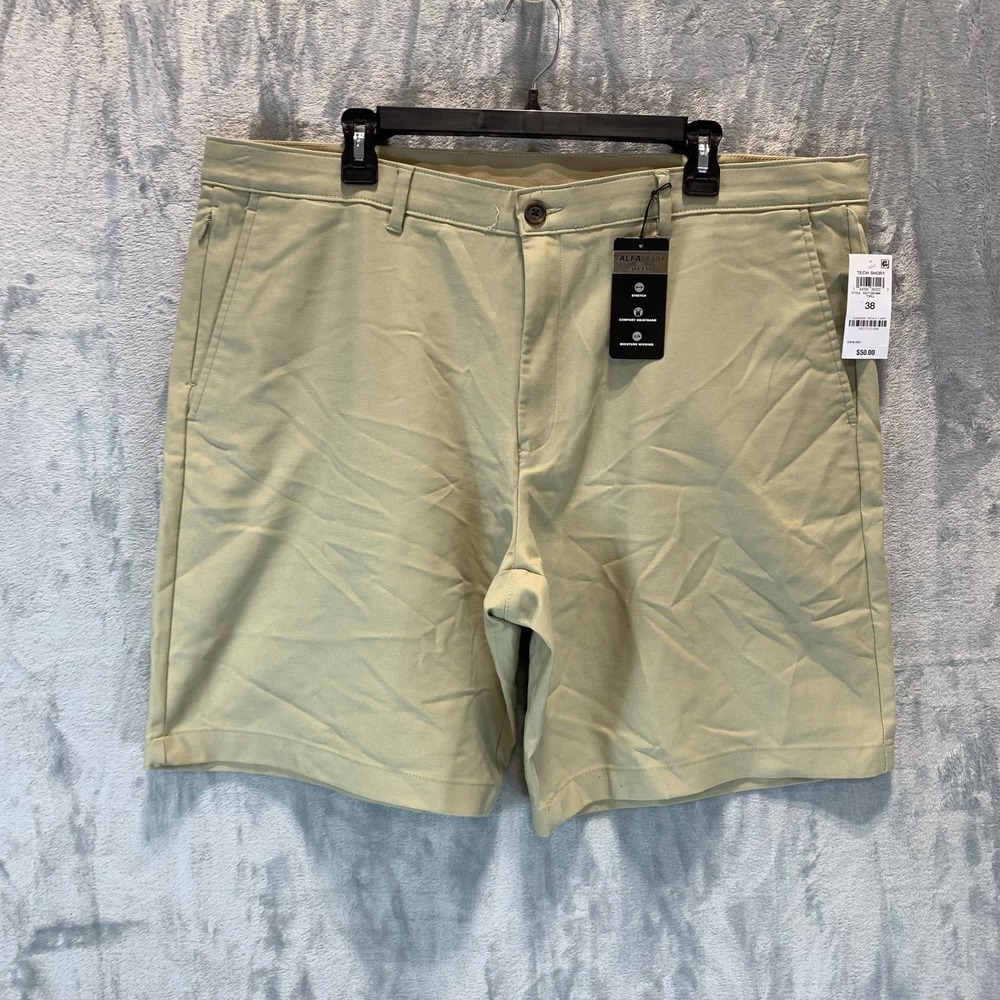 Alfani Men's Shorts Alfatech 38 Tan Khaki Twill Performance Stretch Wicking Golf